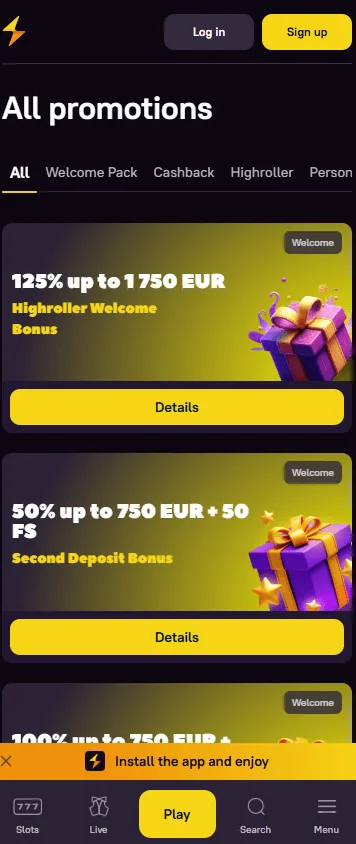 Zoome Casino mobile promotions with bonuses and free spins